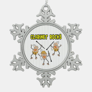 Clarinet Rocks Snowflake Pewter Christmas Ornament
