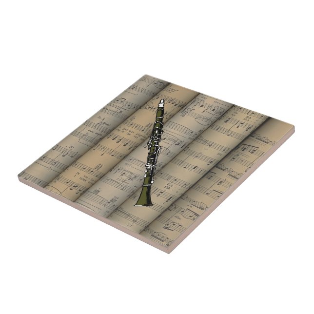 Clarinet  ~ Rolled Sheet Music Background ~ Music Ceramic Tile (Side)
