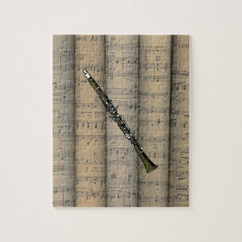 Clarinet   Rolled Sheet Music Background  Music Jigsaw Puzzle