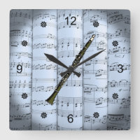 Clarinet~Rolled Sheet Music~Blue Tint Background~