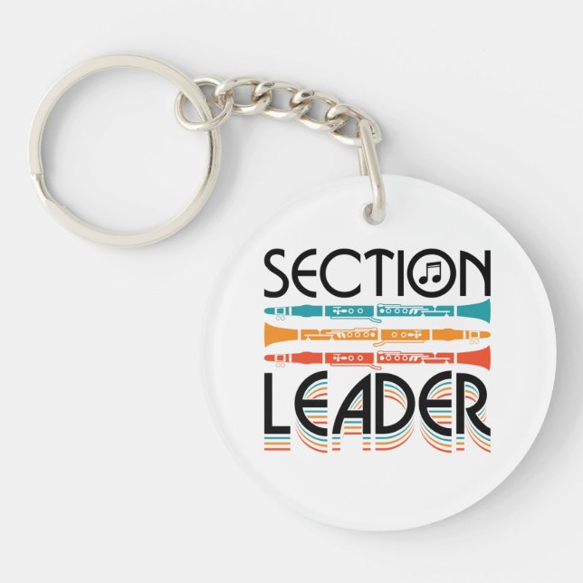 Clarinet Section Leader School Band Retro Keychain (Front)