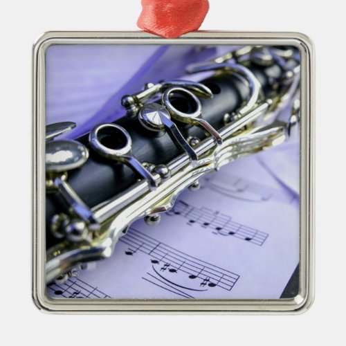 Clarinet Sheet Music Band Orchestra Metal Ornament