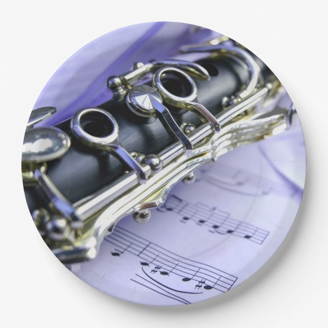 Clarinet Sheet Music Band Orchestra Paper Plates (Front)
