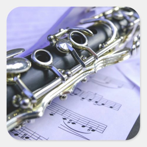 Clarinet Sheet Music Band Orchestra Square Sticker