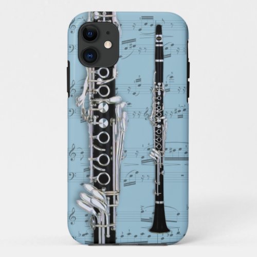 Clarinet  sheet music phone case Pick color iPhone 11 Case
