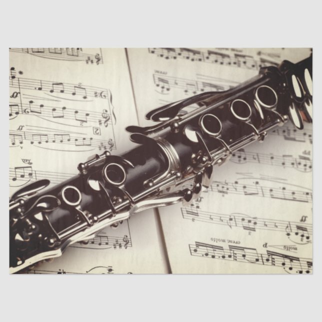Clarinet Sheet Music Sepia Decoupage Tissue Paper (Front)