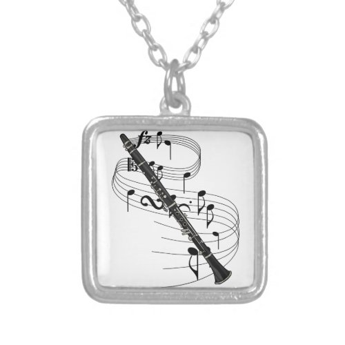 Clarinet Silver Plated Necklace