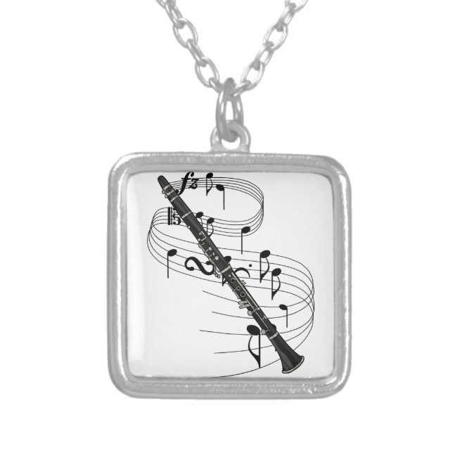 Clarinet Silver Plated Necklace (Front)