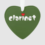 Clarinet Small Heart Ornament