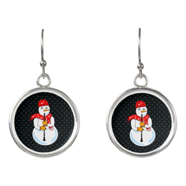 Clarinet Snowman Earrings (Front)