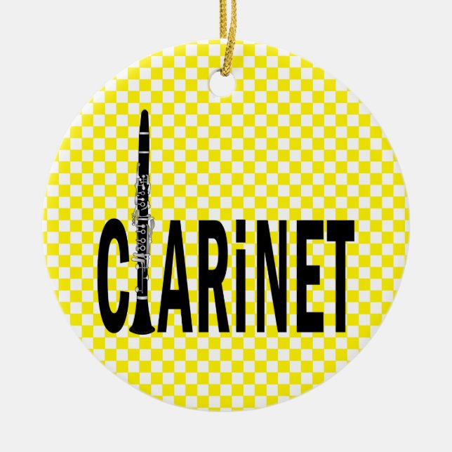 Clarinet Text Ceramic Ornament (Front)