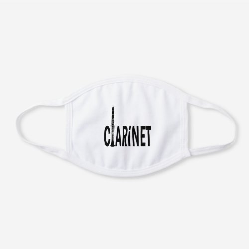 Clarinet Text White Cotton Face Mask