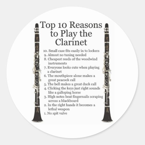 Clarinet Top 10 Classic Round Sticker