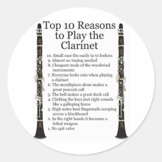 Clarinet Top 10 Classic Round Sticker