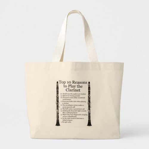 Clarinet Top 10 Large Tote Bag