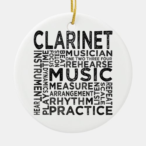 Clarinet Typography Ceramic Ornament