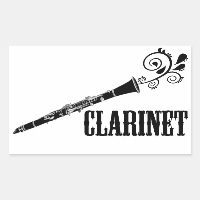 Clarinet Vector Swirl Design Rectangular Sticker (Front)