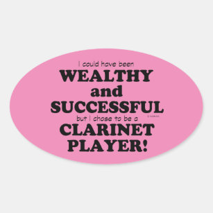 Clarinet Wealthy & Successful Oval Sticker