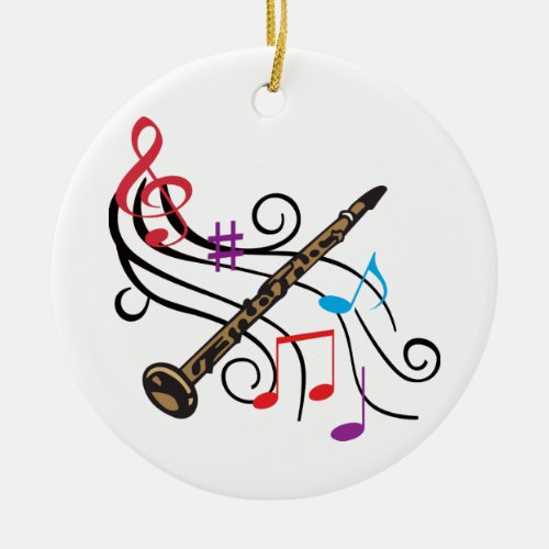 Clarinet With Music Ceramic Ornament