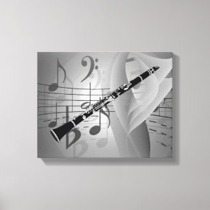 Clarinet with Musical Accents Canvas Print