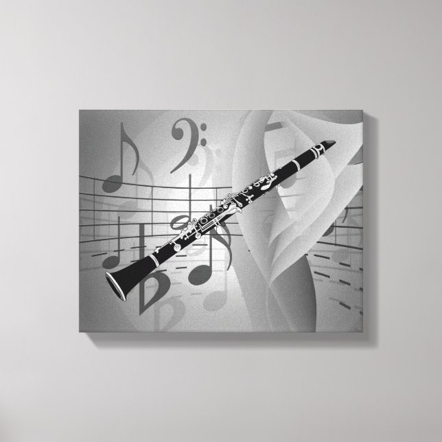 Clarinet with Musical Accents Canvas Print (Front)