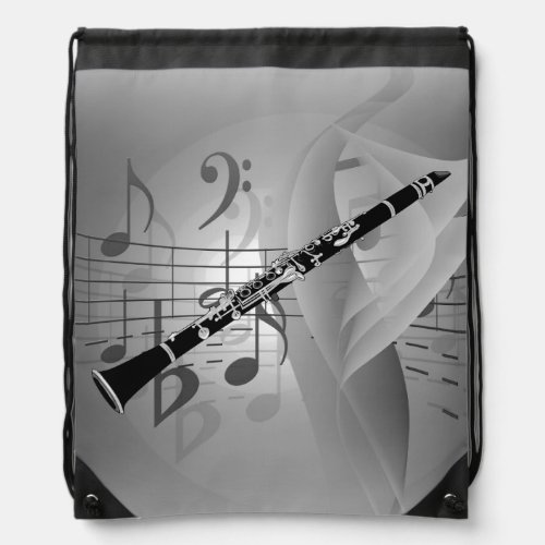 Clarinet with Musical Accents Drawstring Bag