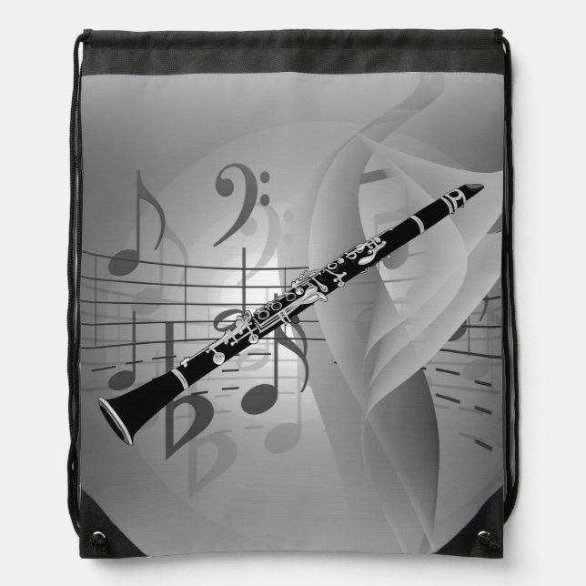 Clarinet with Musical Accents Drawstring Bag (Front)