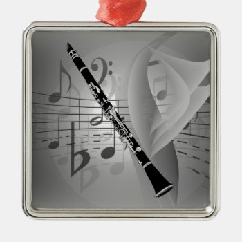 Clarinet With Musical Accents Metal Ornament by theunusual at Zazzle