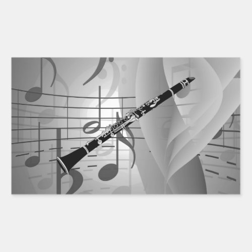 Clarinet with Musical Accents Rectangular Sticker