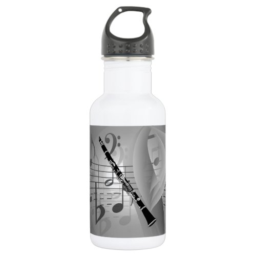Clarinet with Musical Accents Stainless Steel Water Bottle