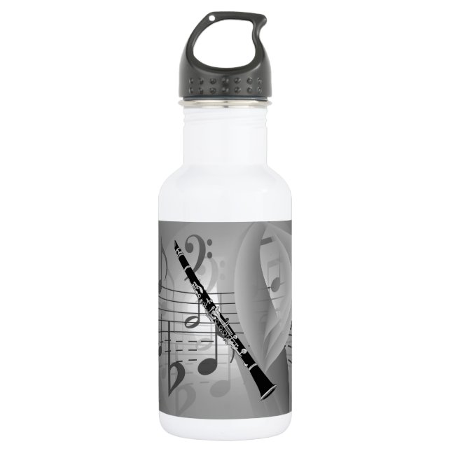 Clarinet with Musical Accents Stainless Steel Water Bottle (Front)