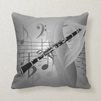 Clarinet With Musical Accents Throw Pillow by theunusual at Zazzle