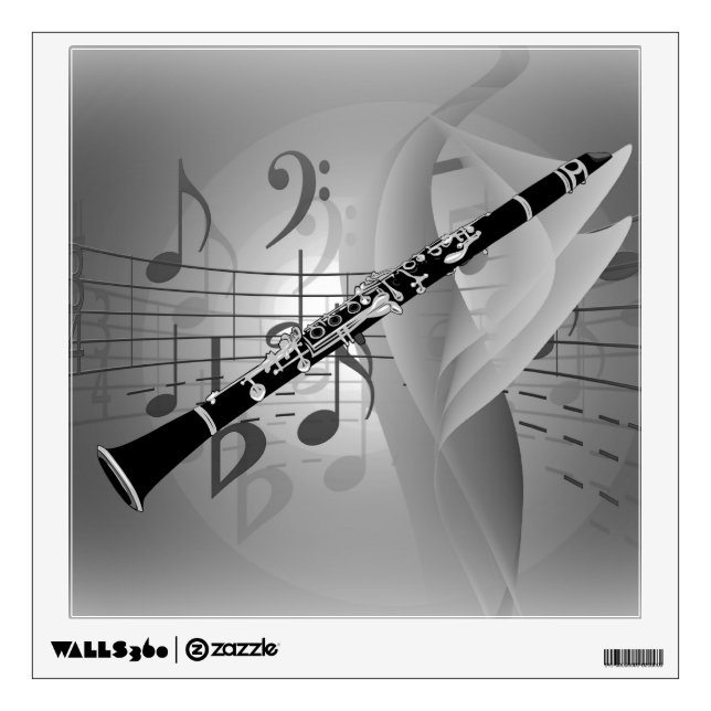 Clarinet with Musical Accents Wall Decal (Front)