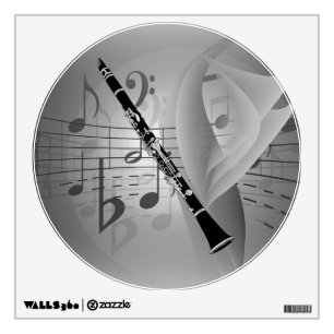 Clarinet with Musical Accents Wall Sticker