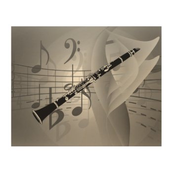 Clarinet With Musical Accents Wood Wall Art by theunusual at Zazzle