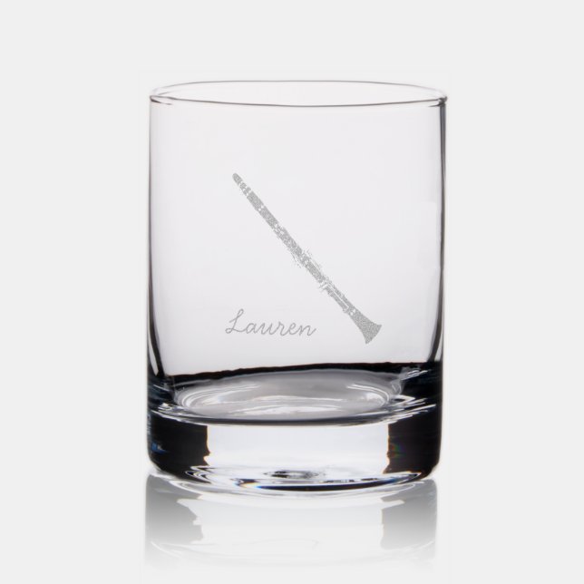 Clarinet with name rocks glass (Glassware)