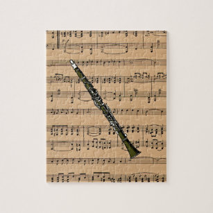 Clarinet With Sheet Music Background Jigsaw Puzzle