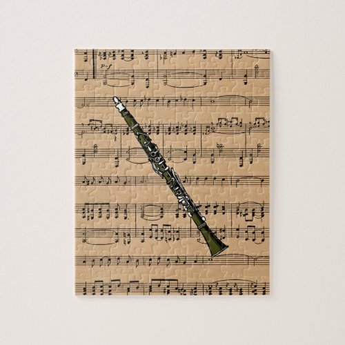 Clarinet With Sheet Music Background Jigsaw Puzzle