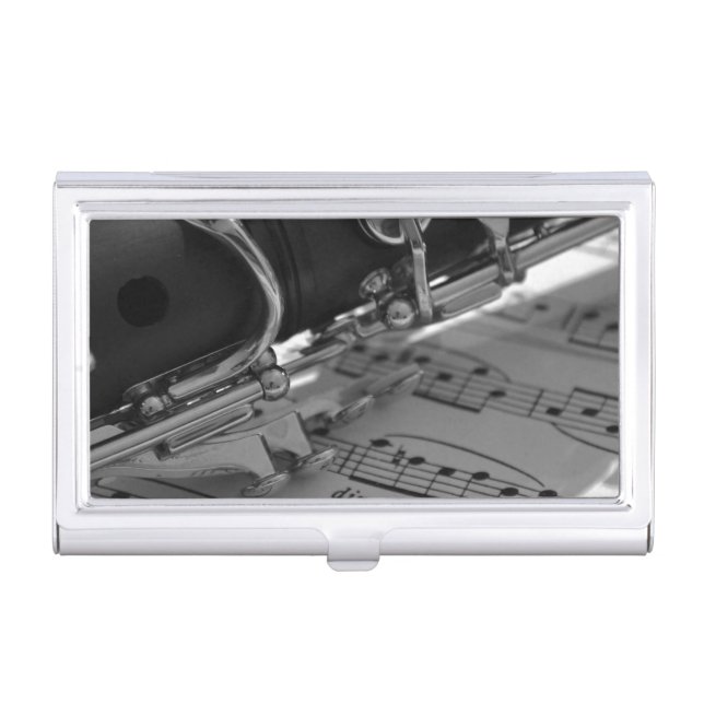 Clarinet with Sheet Music Business Card Case (Front)