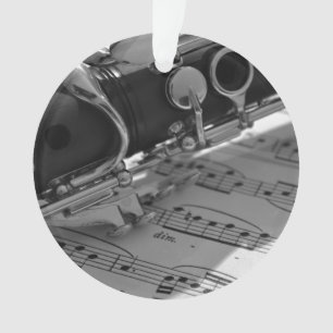Clarinet with Sheet Music Ornament
