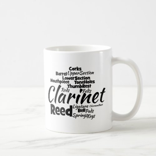 Clarinet Word Cloud Black Text Coffee Mug