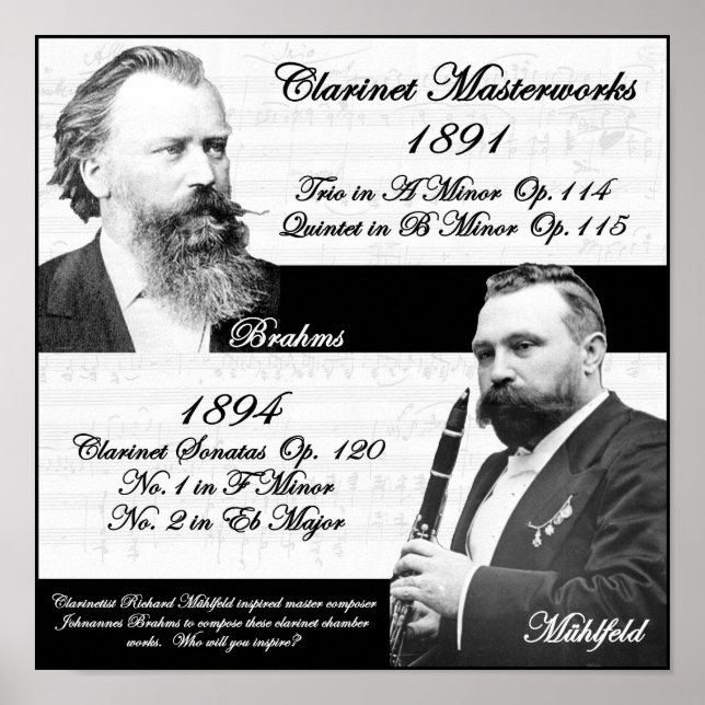 Clarinetist Richard Mühlfeld inspired Brahms Poster (Front)