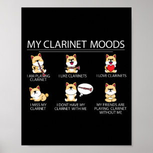 Clarinetist Shiba Inu Dog Musician Gift Clarinet Poster