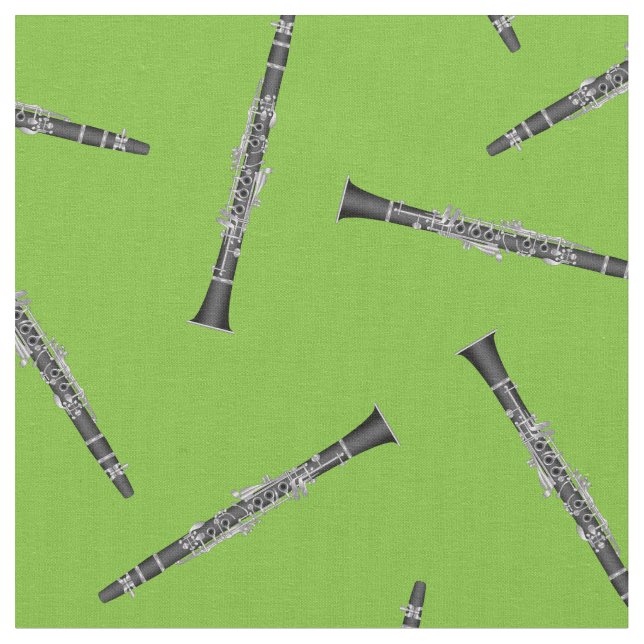 Clarinets Music Musician Room Decor Green Fabric (Close Up)