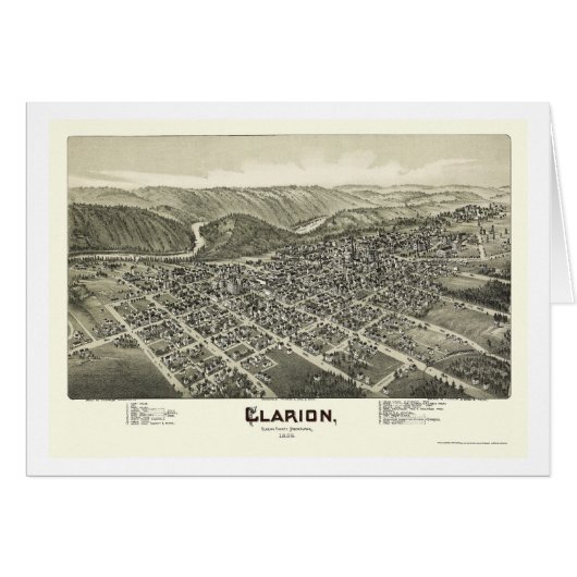 Clarion, PA Panoramic Map - 1896 Cards (Front Horizontal)