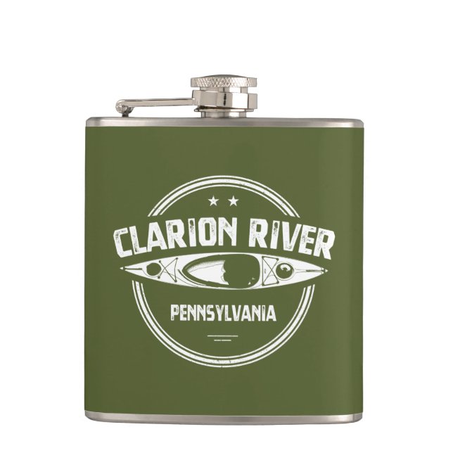 Clarion River Pennsylvania Kayaking Flask (Front)