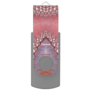 CLARISSA ~ Abstract Pattern Pink White Gray Flash Drive