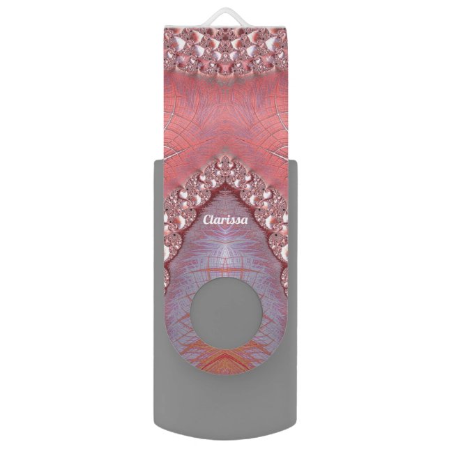 CLARISSA ~ Abstract Pattern Pink White Gray  Flash Drive (Back (Vertical))