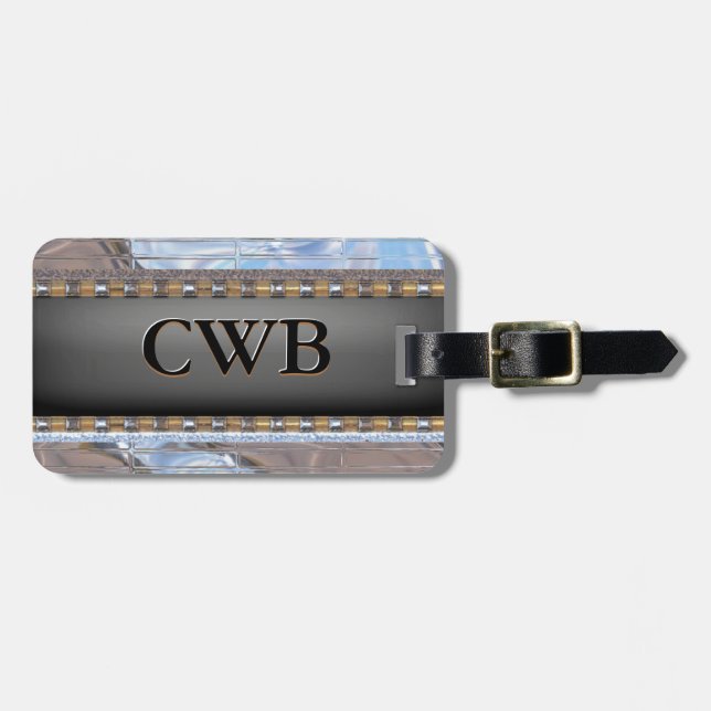 Clarity Modern Monogram Luggage Tag (Front Horizontal)