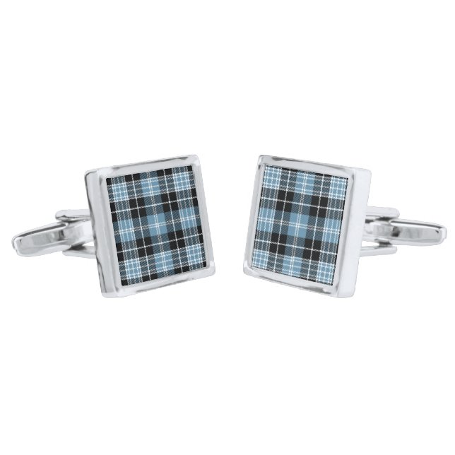 Clark Clan Tartan Plaid Cufflinks (Angled)